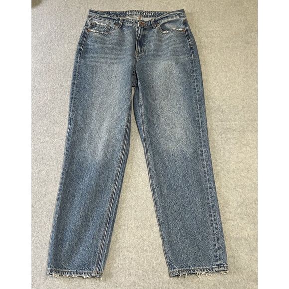 ‼️American Eagle Womens Jeans Size 8 Mom Jeans Hi Rise Boho Relaxed Fit Med Wash - Picture 2 of 16